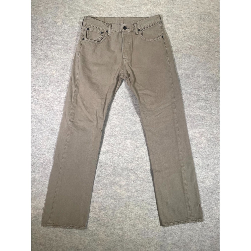 Levi's 501 Jeans Mens 29x30 Beige Denim Cotton 5-Pockets Mid Rise Straight Leg